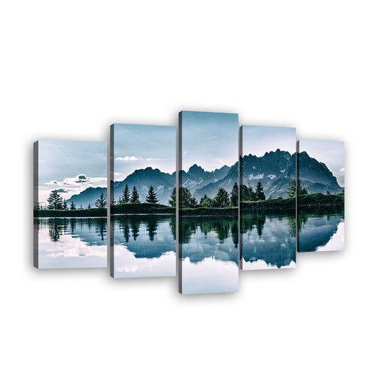 Mountain Reflected in Lake Canvas Wall Art