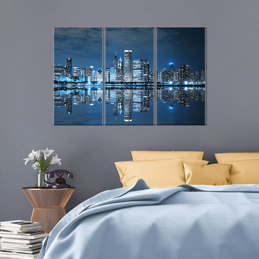 Chicago Blue City Reflection canvas wall art