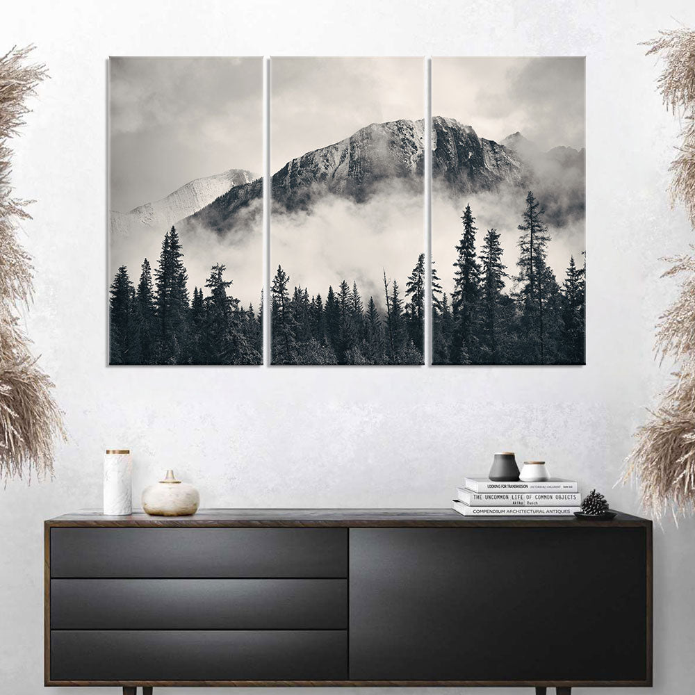 Banff National Park Foggy Mountains canvas wall art