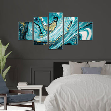 Turquoise Blue Marble Texture Canvas Wall Art