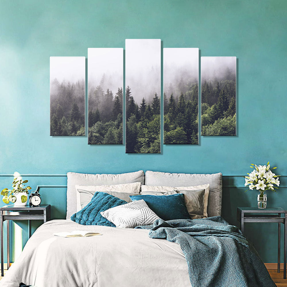 Foggy Forest Mountain canvas wall art