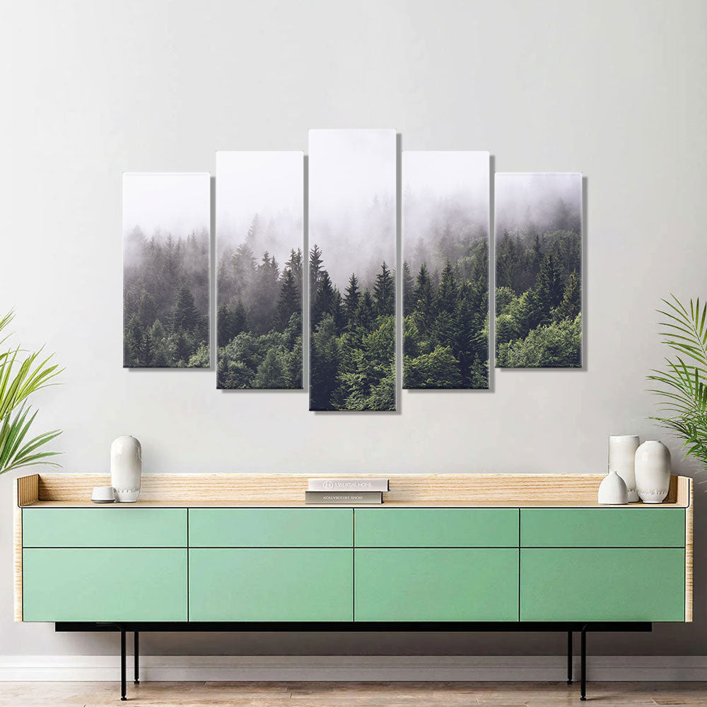 Foggy Forest Mountain canvas wall art