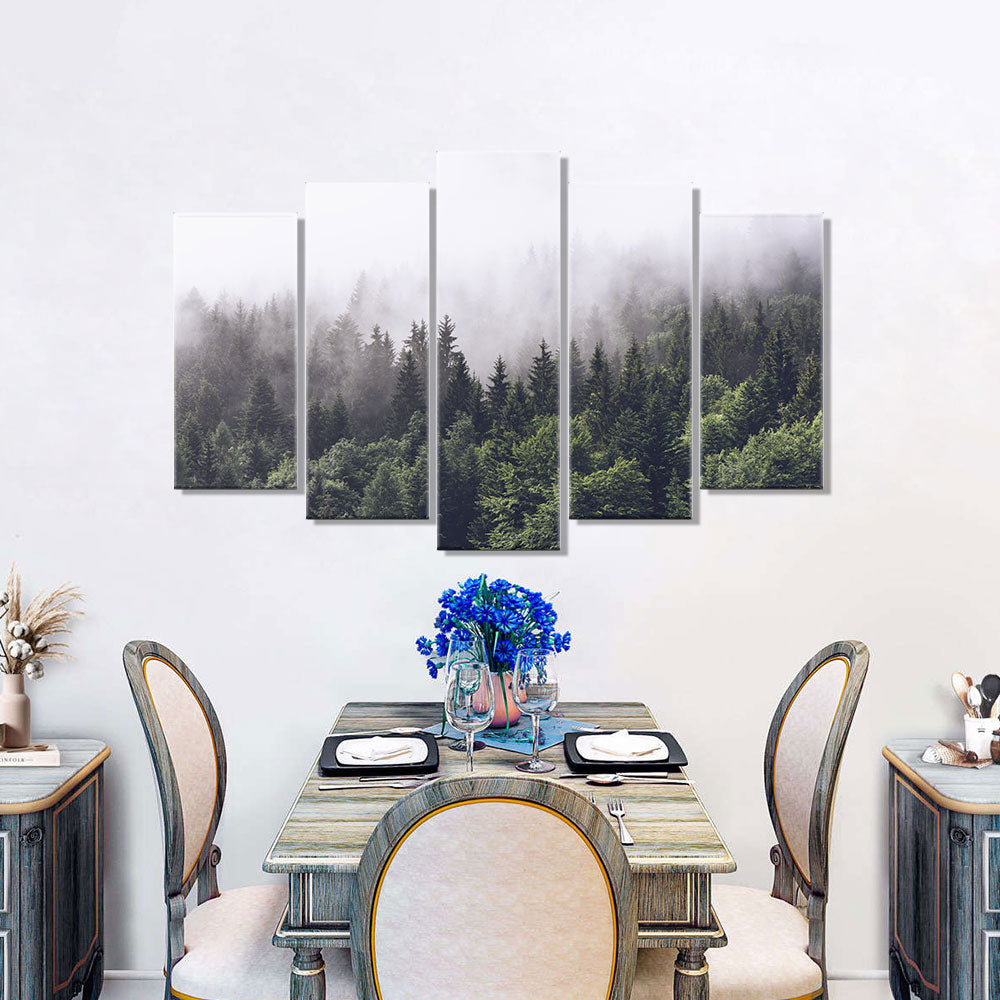 Foggy Forest Mountain canvas wall art